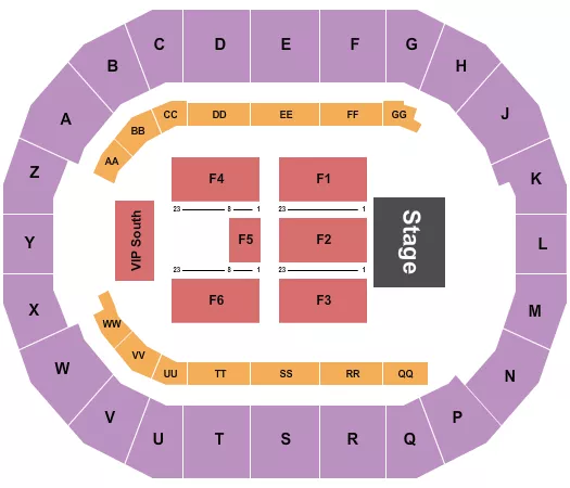 ENDSTAGE WITH VIP SOUTH Seating Map Seating Chart