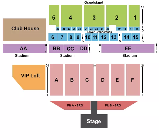 ENDSTAGE CATWALK PIT A B Seating Map Seating Chart