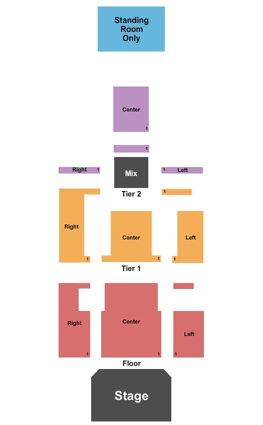 END STAGE SRO Seating Map Seating Chart