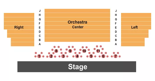DENNIS C MOSS CULTURAL ARTS CENTER MAIN STAGE ENDSTAGE RESERVED TABLES Seating Map Seating Chart