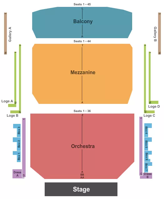 END STAGE Seating Map Seating Chart