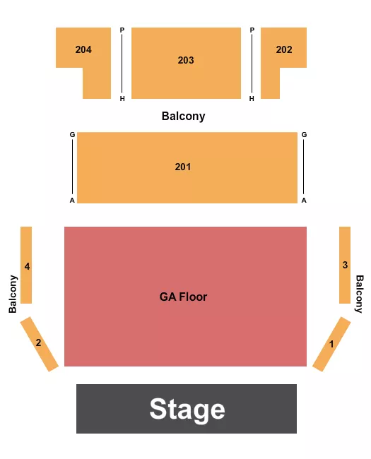 ENDSTAGE GA FLOOR NUMBERED BALC Seating Map Seating Chart