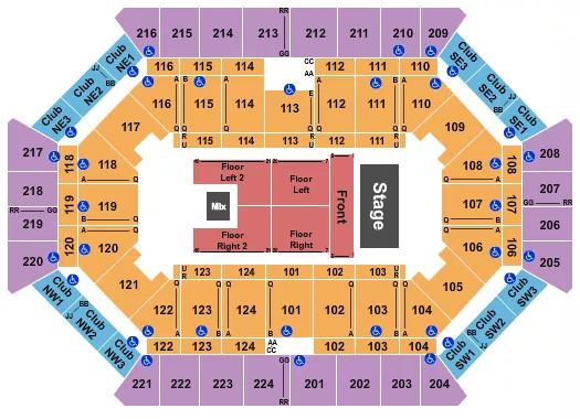 DONALD L TUCKER CIVIC CENTER BIG TIME RUSH Seating Map Seating Chart