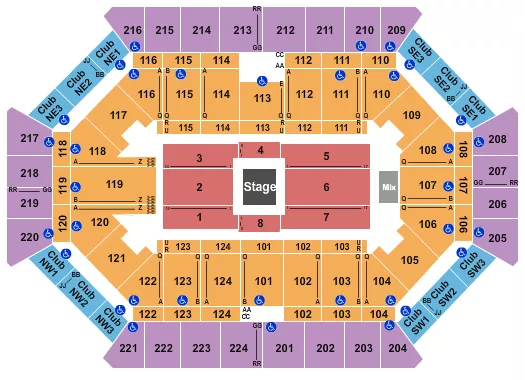 DONALD L TUCKER CIVIC CENTER CENTER STAGE 2 Seating Map Seating Chart