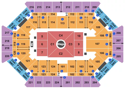 DONALD L TUCKER CIVIC CENTER CENTER STAGE 1 Seating Map Seating Chart
