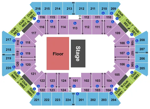 DONALD L TUCKER CIVIC CENTER HALF HOUSE RESERVED FLOOR Seating Map Seating Chart