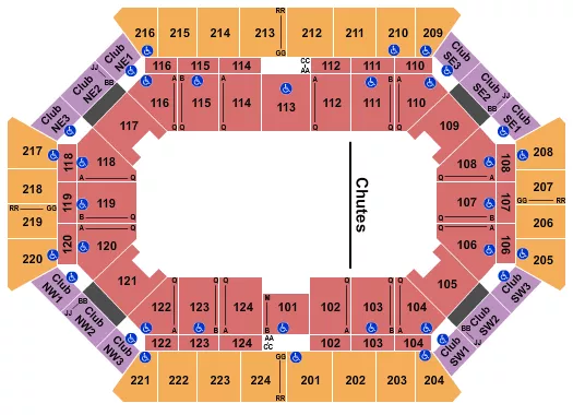 DONALD L TUCKER CIVIC CENTER RODEO Seating Map Seating Chart