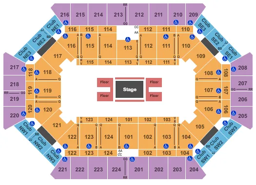 DONALD L TUCKER CIVIC CENTER WWE Seating Map Seating Chart