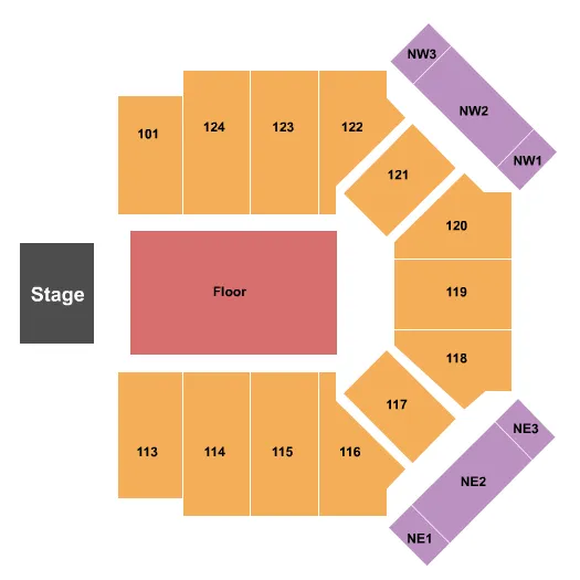 DONALD L TUCKER CIVIC CENTER ENDSTAGE HALF HOUSE Seating Map Seating Chart