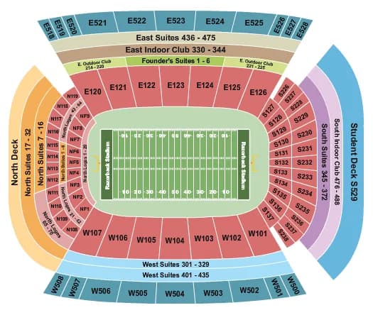 DONALD W REYNOLDS RAZORBACK STADIUM FOOTBALL 2018 Seating Map Seating Chart