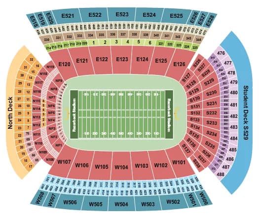 DONALD W REYNOLDS RAZORBACK STADIUM FOOTBALL Seating Map Seating Chart