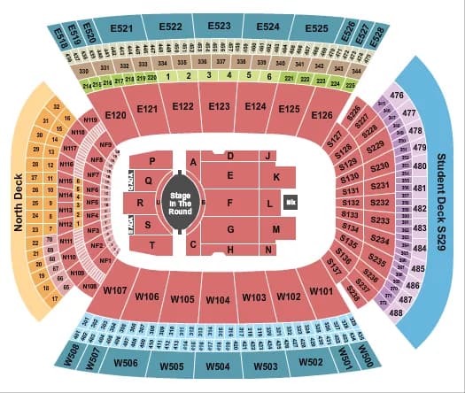 DONALD W REYNOLDS RAZORBACK STADIUM GARTH BROOKS Seating Map Seating Chart