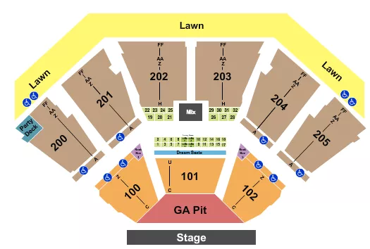 ENDSTAGE GA PIT ROW C Seating Map Seating Chart