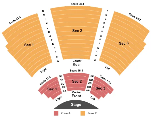 FUNNY GIRL INT ZONE Seating Map Seating Chart