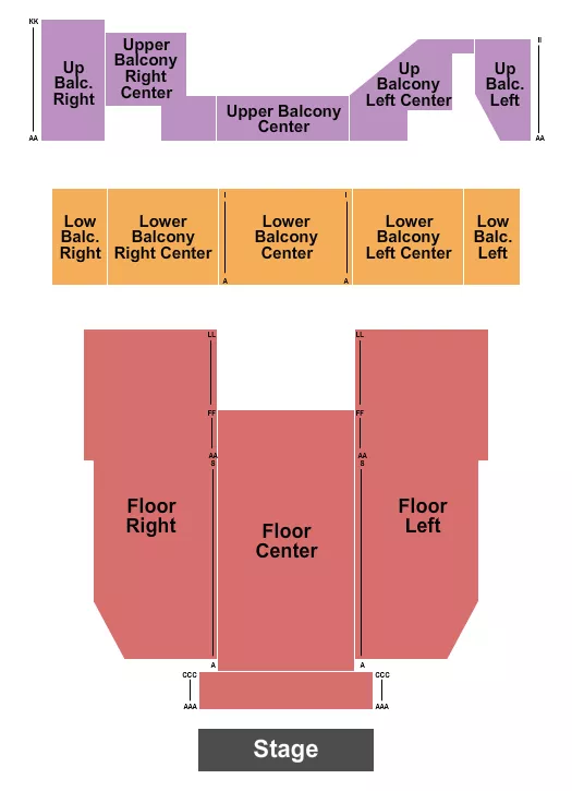 EGYPTIAN THEATRE DEKALB ENDSTAGE NO PIT Seating Map Seating Chart