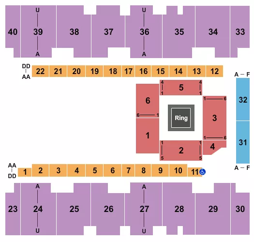 WRESTLING NUMBERED FLOOR Seating Map Seating Chart