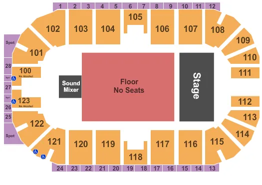 ENDSTAGE GA FLR Seating Map Seating Chart