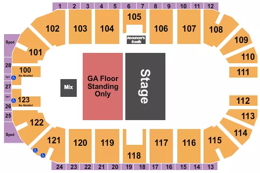 HALF HOUSE GA FLOOR 2 Seating Map Seating Chart