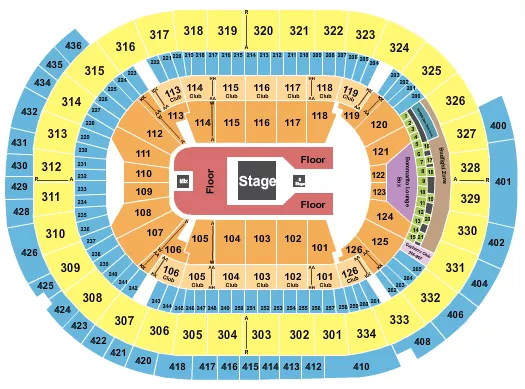 CENTER STAGE W B STAGE Seating Map Seating Chart