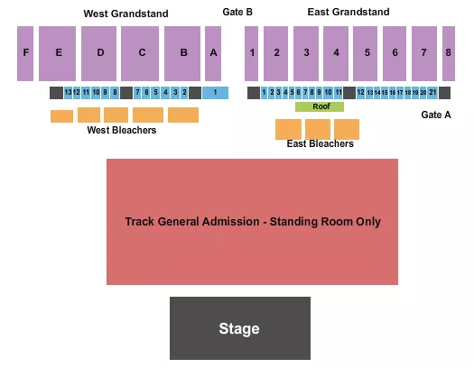GA TRACK GA GS BLEACHERS Seating Map Seating Chart