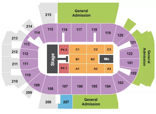 ENDSTAGE PIT 1 2 Seating Map Seating Chart
