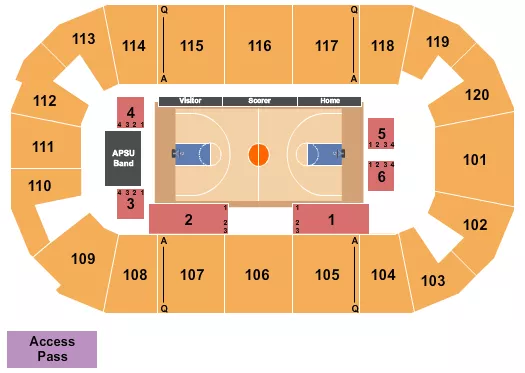 FM BANK ARENA BASKETBALL AUSTIN PEAY Seating Map Seating Chart