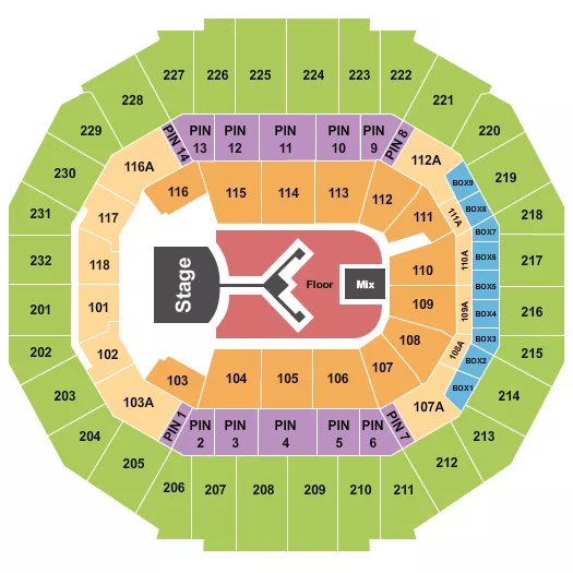 SHINEDOWN Seating Map Seating Chart