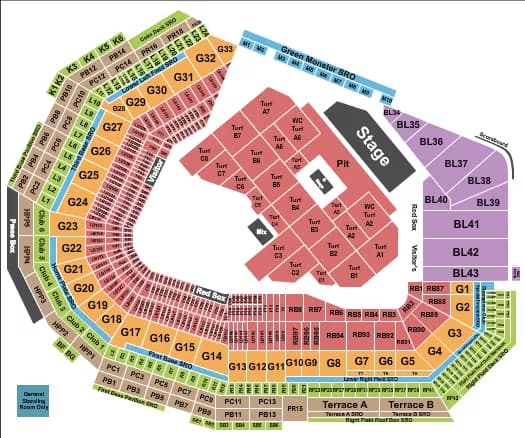 MY CHEMICAL ROMANCE Seating Map Seating Chart
