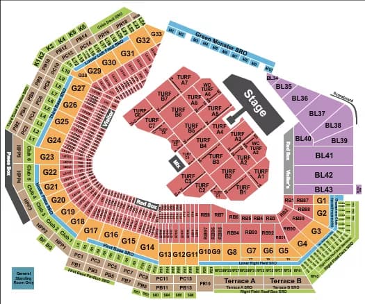 TIM MCGRAW Seating Map Seating Chart