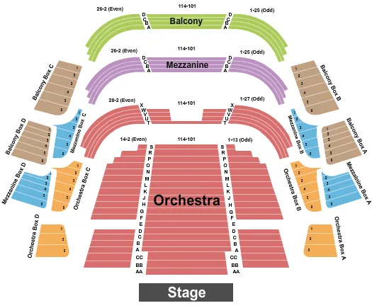 FERGUSON HALL THE STRAZ CENTER END STAGE Seating Map Seating Chart