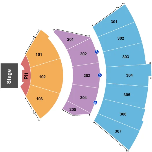 ENDSTAGE PIT Seating Map Seating Chart