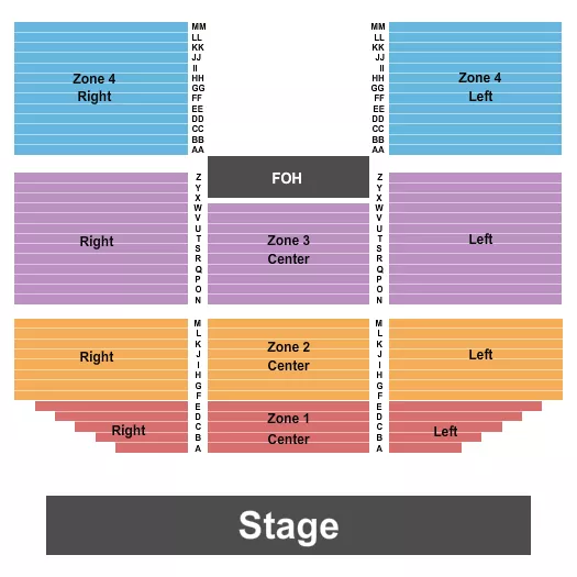 ENDSTAGE ZONES Seating Map Seating Chart