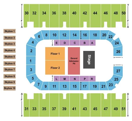 ENDSTAGE GA FLOOR Seating Map Seating Chart