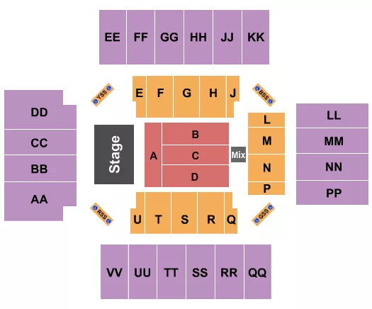 ENDSTAGE FLR RSRV A D Seating Map Seating Chart