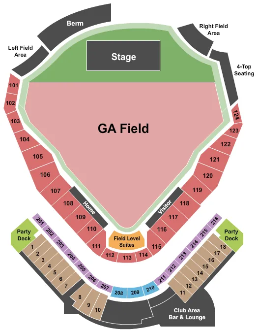 ENDSTAGE GA FIELD Seating Map Seating Chart
