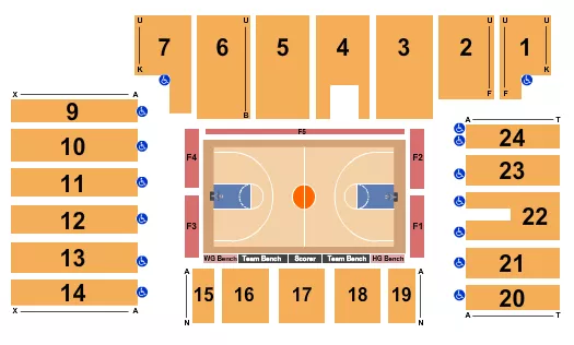 FIVE FLAGS CENTER ARENA HARLEM GLOBETROTTERS Seating Map Seating Chart