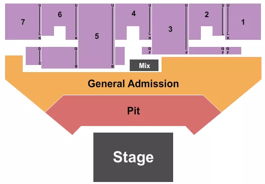 FIVE FLAGS CENTER ARENA ENDSTAGE PIT GA Seating Map Seating Chart