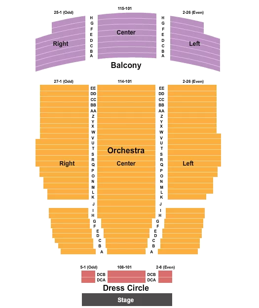 END STAGE Seating Map Seating Chart