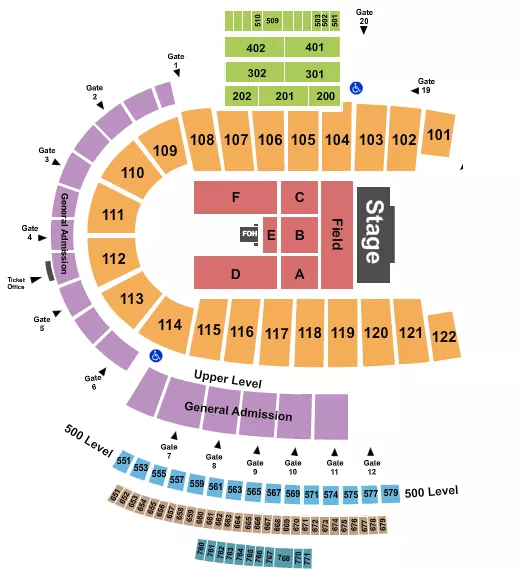 MUMFORD AND SONS Seating Map Seating Chart