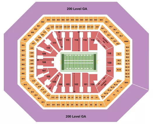 FOOTBALL 200 LEVEL GA Seating Map Seating Chart