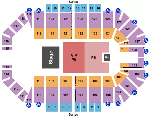 ENDSTAGE PIT VIP PIT Seating Map Seating Chart