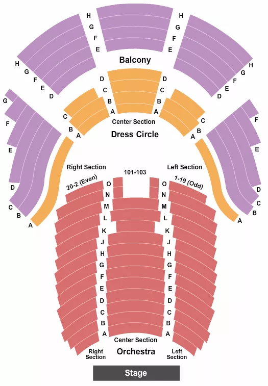 FORDS THEATRE ENDSTAGE Seating Map Seating Chart