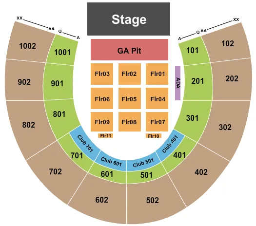ENDSTAGE SMALL PIT Seating Map Seating Chart
