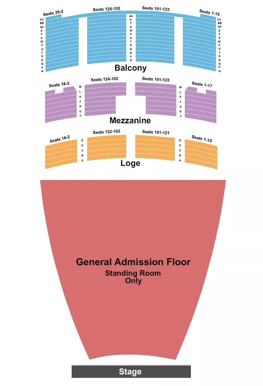 FOX THEATER OAKLAND ENDSTAGE GA FLOOR Seating Map Seating Chart