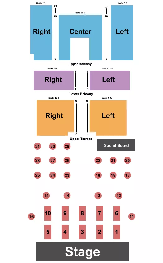 FOX THEATER SALINAS ENDSTAGE TABLES 2 Seating Map Seating Chart