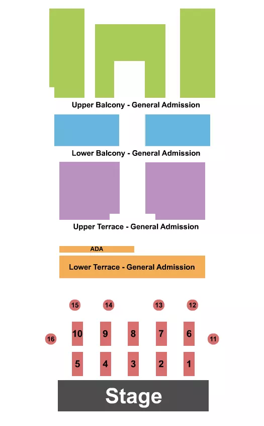 FOX THEATER SALINAS ENDSTAGE TABLES GA BY LEVEL Seating Map Seating Chart