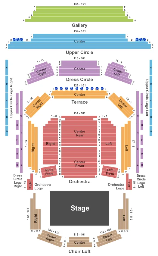 END STAGE Seating Map Seating Chart