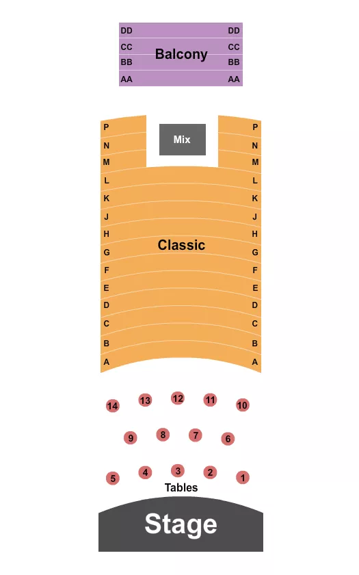 FRANKLIN THEATRE TN END STAGE Seating Map Seating Chart