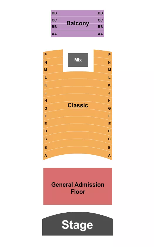 FRANKLIN THEATRE TN ENDSTAGE GA FLOOR Seating Map Seating Chart