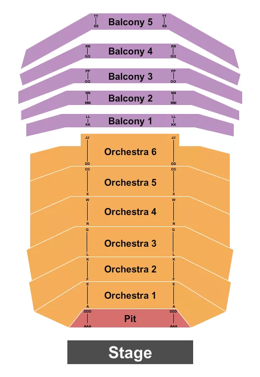 FREDERICK C TILLIS PERFORMANCE HALL AT THE BROMERY CENTER FOR THE ARTS ENDSTAGE Seating Map Seating Chart
